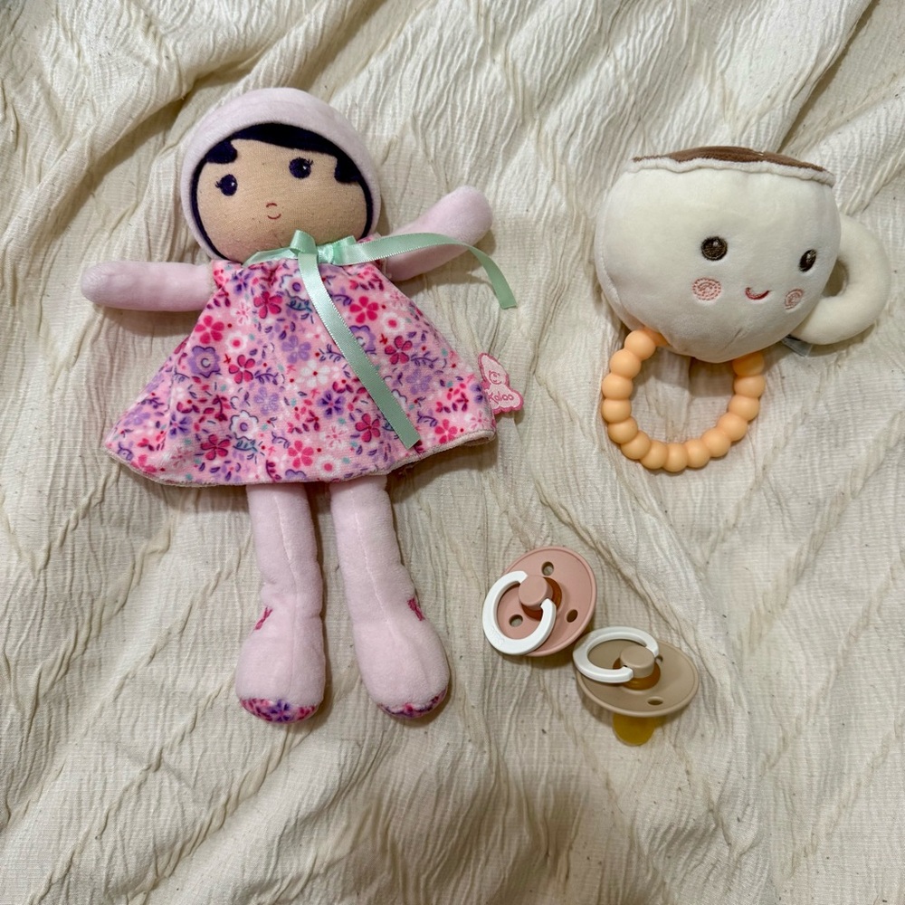 Baby Girl Bundle Toys + Bibs Pacifier